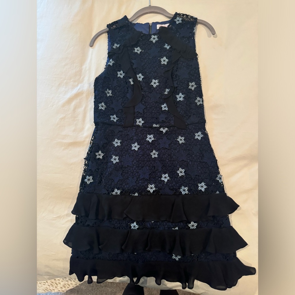 Parker navy and black lace dress